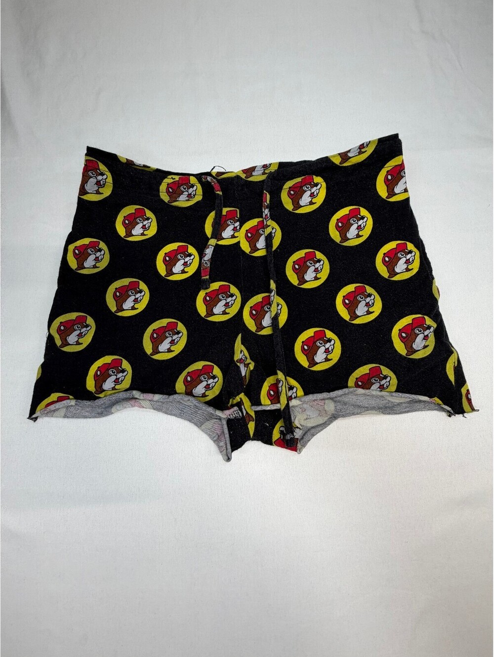 Buc-ees Women's Lounge Shorts Elastic Waist All-Over Print Logo Size Small Black